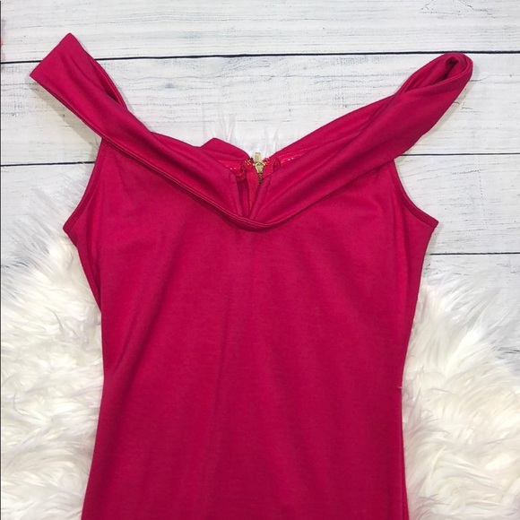 Revolve H:ours Merce Hot Pink Off Shoulder Dress - Picture 3 of 8